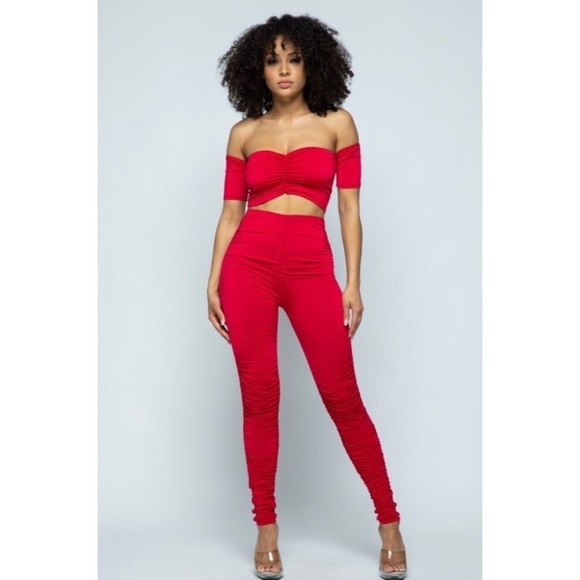 Ruched 2-Piece Pants Set - Picture 1 of 4